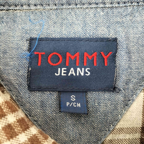トミージーンズ tommy jeans フラッグ刺繍 チェック L/S シャツ メンズ import:S
