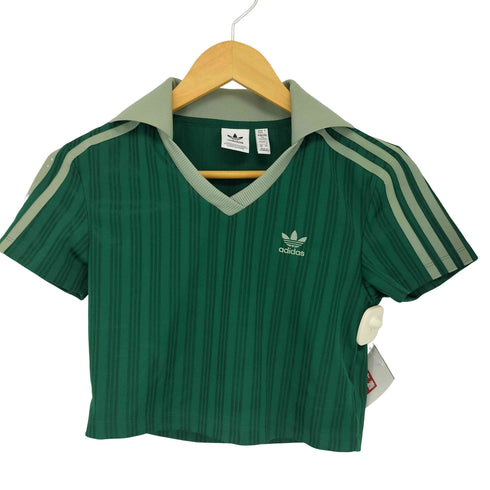アディダスオリジナルス adidas Originals FOOTBALL JACQUARD V-NECK CROP POLO カレッジグリーン レディース JPN:XS