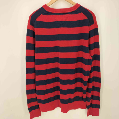 トミーヒルフィガー TOMMY HILFIGER ボーダー柄 Vネック コットンニット メンズ JPN:L