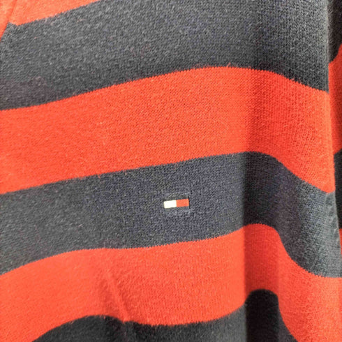 トミーヒルフィガー TOMMY HILFIGER ボーダー柄 Vネック コットンニット メンズ JPN:L