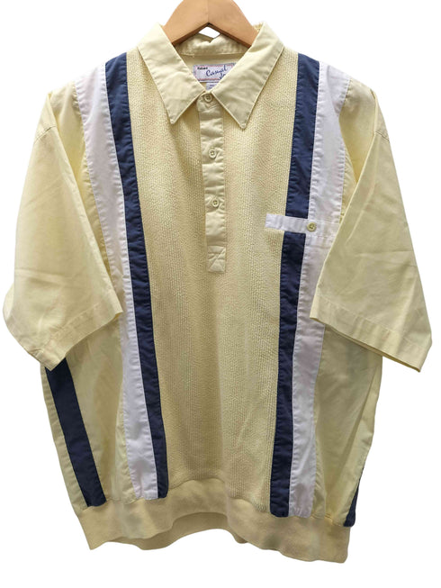 Casual Joe 90S ハーフボタン マルチストライプ 切替 S/S シャツ メンズ import:XL