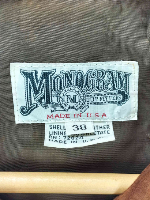 MONOGRAM OUTFITTERS } }70-80S USA製 スエード レザー ジップアップ トラッカー ジャケット ロケット TALON ZIP メンズ US:38