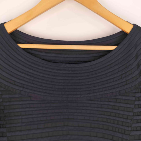 イッセイミヤケ ISSEY MIYAKE マルチプリーツ ボーダー ボートネック ワンピース レディース JPN:2