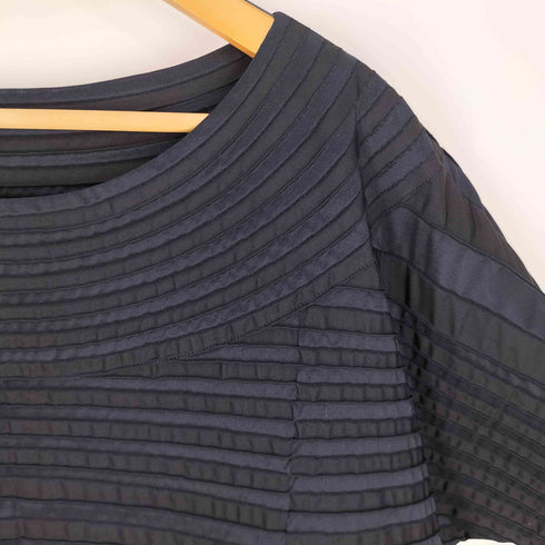 イッセイミヤケ ISSEY MIYAKE マルチプリーツ ボーダー ボートネック ワンピース レディース JPN:2