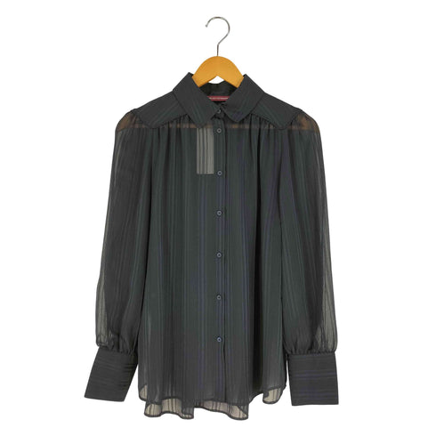 ユニクロ UNIQLO シアーストライプシャツ レディース JPN:M