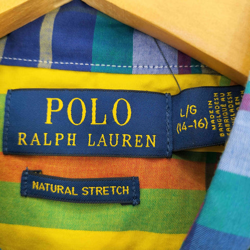 ポロラルフローレン POLO RALPH LAUREN 現行タグ ポニー刺繍 チェックボタンダウン 長袖シャツ レディース L
