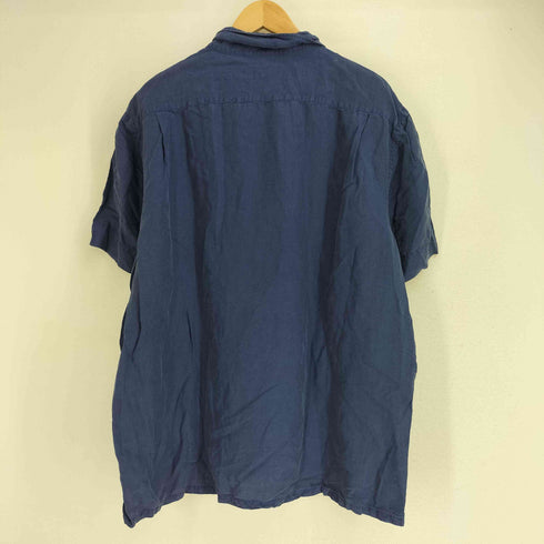 ポロラルフローレン POLO RALPH LAUREN 裾ポニー刺繍 リネン シルク ループカラー S/S シャツ メンズ import:XL