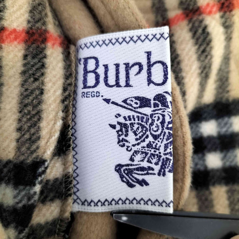 バーバリーズ BURBERRYS 90s 白タグ ノバチェック リバーシブル ウール ステンカラーコート レディース 9AB2