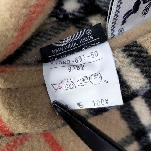 バーバリーズ BURBERRYS 90s 白タグ ノバチェック リバーシブル ウール ステンカラーコート レディース 9AB2