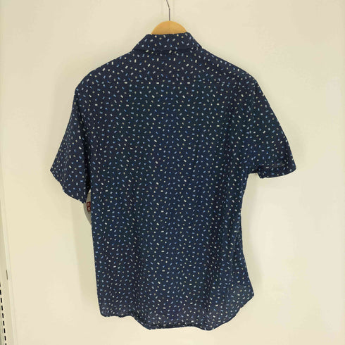 ラルフローレン RALPH LAUREN CLASSIC FIT 総柄 ロゴ 国旗 プリント B.D. S/S サッカー シャツ メンズ import:M