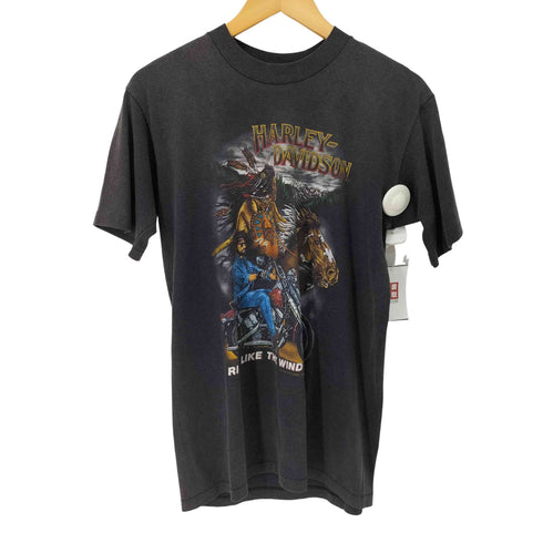 ハーレーダビッドソン HARLEY-DAVIDSON HOLOUBEK USA製 HONOLULU HAWAII ネイティブアメリカン Tシャツ 裾&袖シングル メンズ import:M