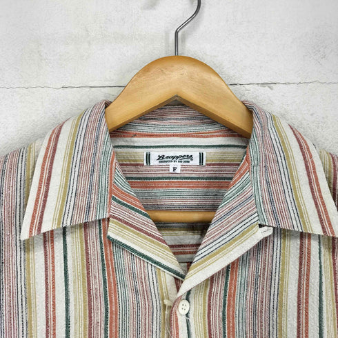 ブラッパーズ BRAPPERS マルチストライプ柄 開襟 S/S シャツ メンズ FREE