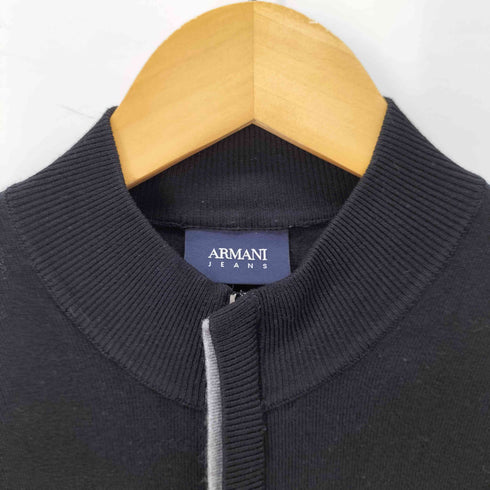 アルマーニジーンズ ARMANI JEANS ダブルジップ 比翼デザイン ドライバーズニット メンズ JPN:S