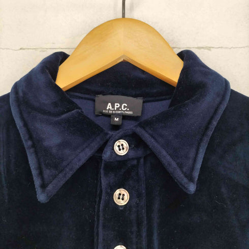 アーペーセー A.P.C. フランス製 ベロアポロシャツ メンズ M