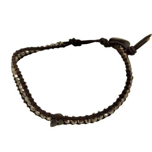 チャンルー CHAN LUU 925刻印 スカル ラインストーン レザー ブレスレット メンズ