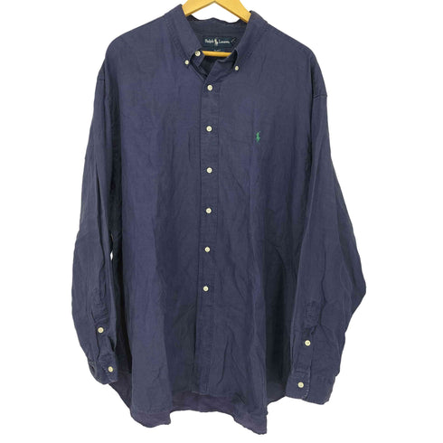 ラルフローレン RALPH LAUREN 90S blake シルク リネン混 ボタンダウンシャツ メンズ XXL