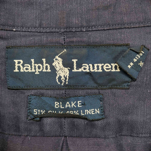 ラルフローレン RALPH LAUREN 90S blake シルク リネン混 ボタンダウンシャツ メンズ XXL