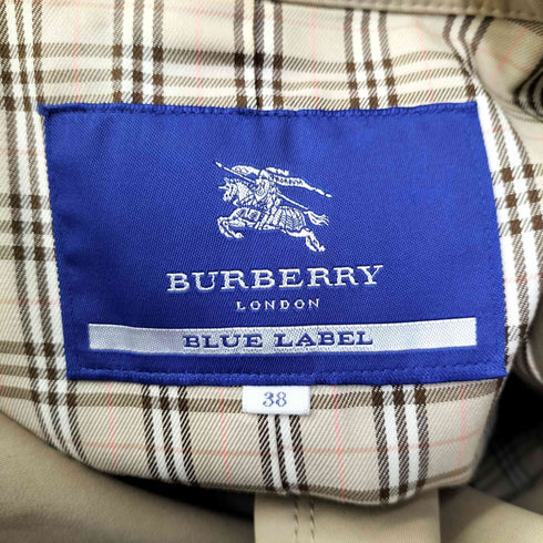 バーバリーブルーレーベル BURBERRY BLUE LABEL 裏地ノバチェック Aライン トレンチコート レディース JPN:38