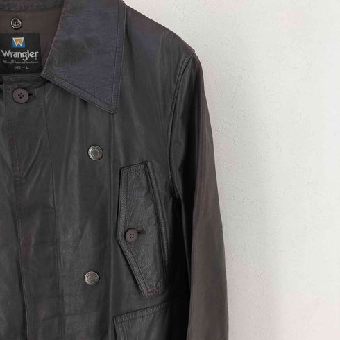 ラングラー Wrangler 70-80s デザイン ベルテッド レザー コート メンズ import:L