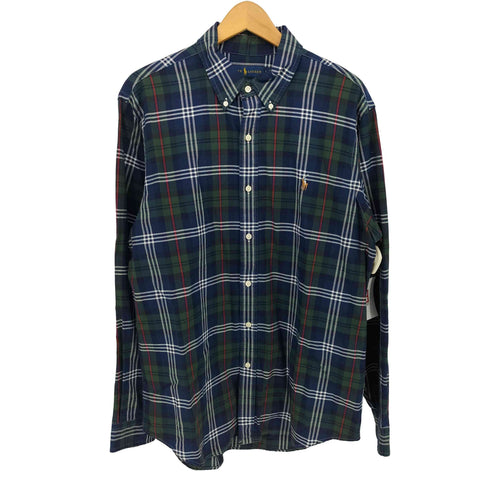 ラルフローレン RALPH LAUREN CLASSIC FIT マルチポニー 刺繍 タータン チェック L/S ボタンダウン シャツ メンズ import:L
