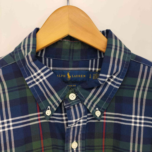 ラルフローレン RALPH LAUREN CLASSIC FIT マルチポニー 刺繍 タータン チェック L/S ボタンダウン シャツ メンズ import:L