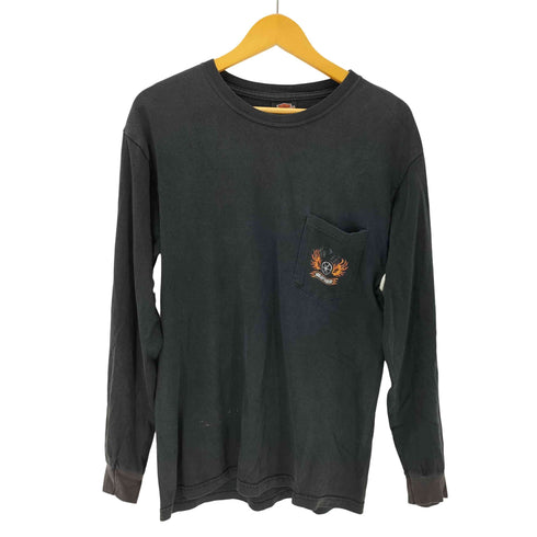 ハーレーダビッドソン HARLEY-DAVIDSON 00S USA製 両面 プリント ファイヤーパターン L/S クルーネック Tシャツ メンズ import:M