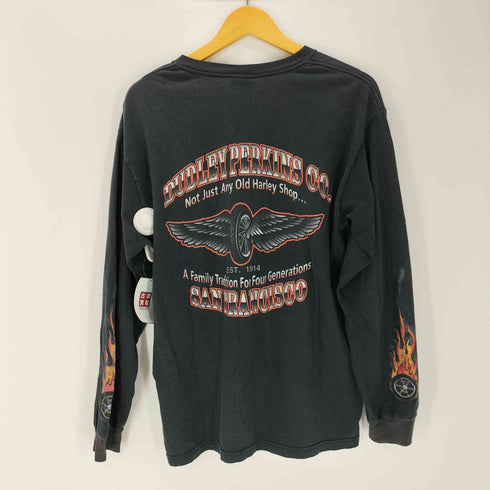 ハーレーダビッドソン HARLEY-DAVIDSON 00S USA製 両面 プリント ファイヤーパターン L/S クルーネック Tシャツ メンズ import:M