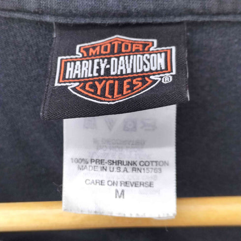 ハーレーダビッドソン HARLEY-DAVIDSON 00S USA製 両面 プリント ファイヤーパターン L/S クルーネック Tシャツ メンズ import:M