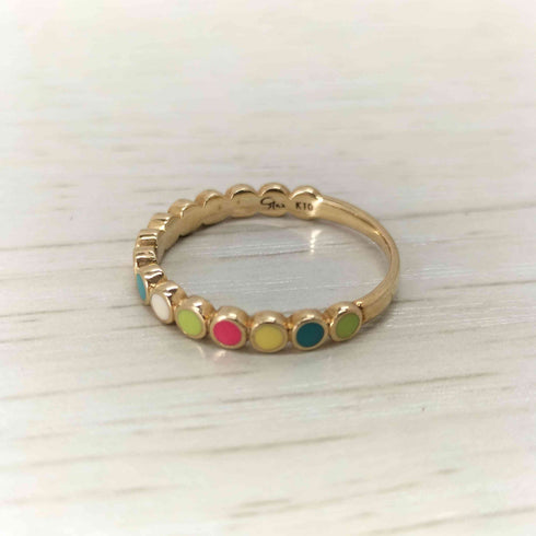 スタージュエリー STAR JEWELRY K10 0.004ct マルチカラー エナメル ピンキーリング レディース 7号