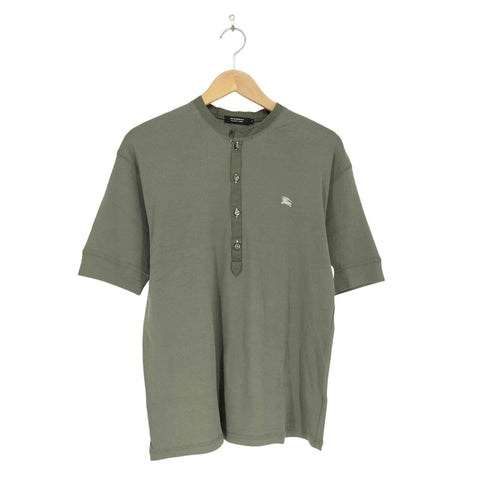 バーバリーブラックレーベル BURBERRY BLACK LABEL ロゴ刺繍ヘンリーネックS/S ポロシャツ メンズ JPN:3