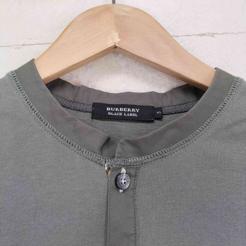 バーバリーブラックレーベル BURBERRY BLACK LABEL ロゴ刺繍ヘンリーネックS/S ポロシャツ メンズ JPN:3