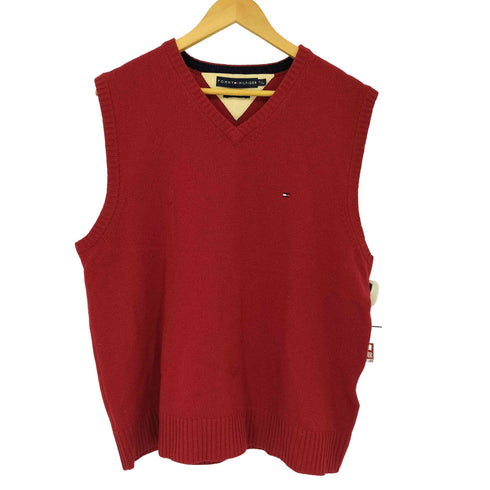 トミーヒルフィガー TOMMY HILFIGER ラムウール ロゴ刺繍ニットベスト メンズ JPN:XL