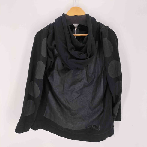 #000000 異素材切替 レザーパッチ ジップパーカー メンズ