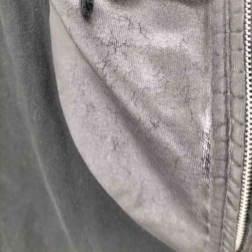 #000000 異素材切替 レザーパッチ ジップパーカー メンズ