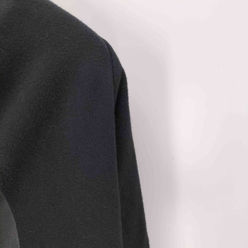 #000000 異素材切替 レザーパッチ ジップパーカー メンズ