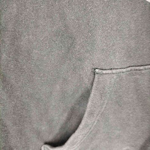 #000000 異素材切替 レザーパッチ ジップパーカー メンズ