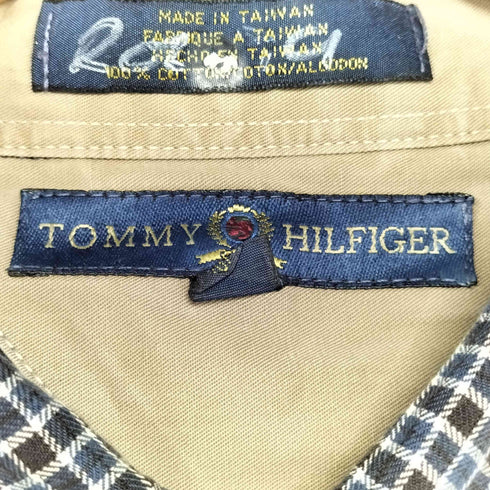 トミーヒルフィガー TOMMY HILFIGER 90s ロゴ刺繍 長袖ギンガムチェックシャツ メンズ 3XL
