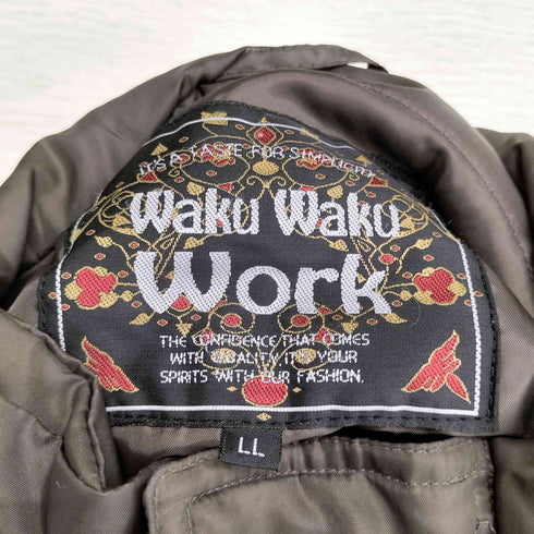 WAKU WAKU WORK 缶バッチ 裾ドローコード 中綿ジャケット メンズ LL
