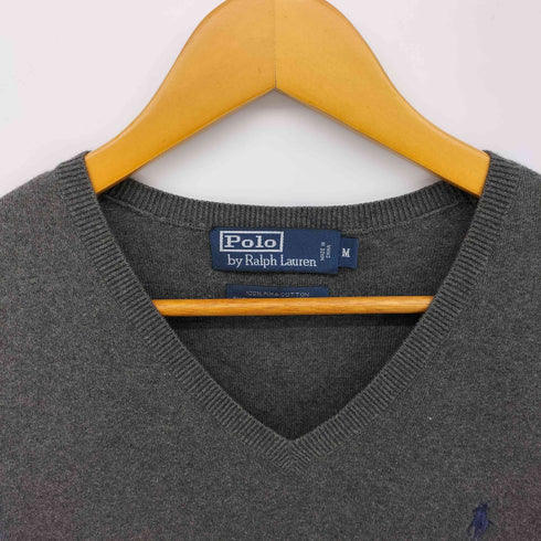 ポロバイラルフローレン Polo by RALPH LAUREN PIMA COTTON ポニー刺繍 Vネック コットン ニット ベスト メンズ import:M