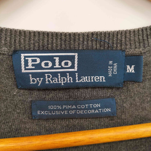 ポロバイラルフローレン Polo by RALPH LAUREN PIMA COTTON ポニー刺繍 Vネック コットン ニット ベスト メンズ import:M