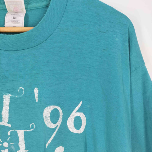 フルーツオブザルーム FRUIT OF THE LOOM 90s 袖&裾シングルステッチ GET '96 FiT YMCA メッセージTシャツ メンズ import:XL