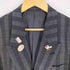 アランドロン ALAIN DELON ピンバッチ ストライプ ウール ダブルテーラードジャケット メンズ import:L