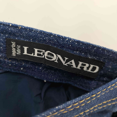 レオナール LEONARD シルク 100 ハイビスカス刺繍 デニムタイトスカート レディース