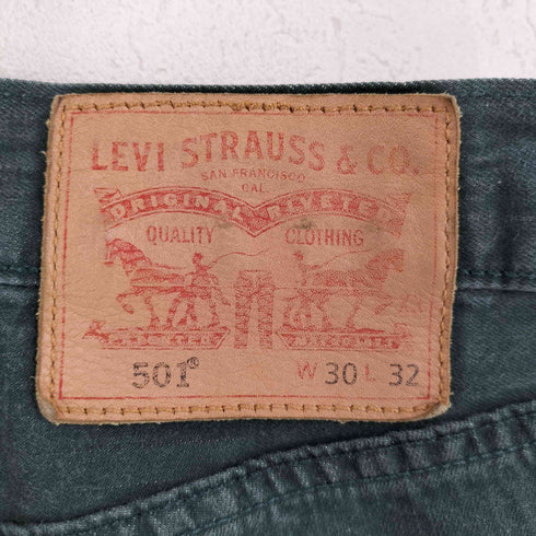 リーバイス Levis 501 ボタンフライ グリーン デニム パンツ レディース W30 L32