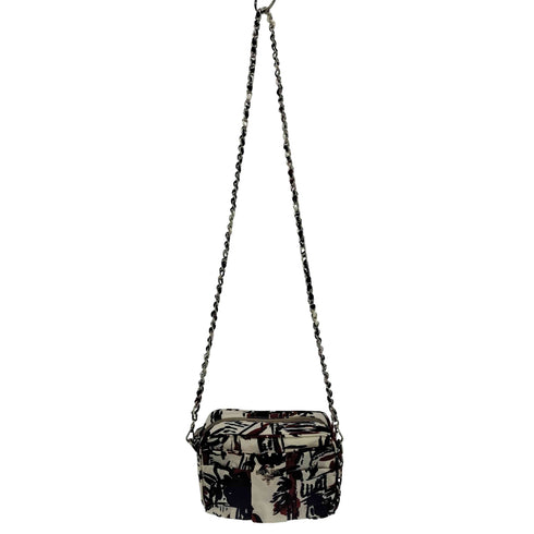 プラダ PRADA BOW CAMERA BAG リボン テスート ナイロン チェーン ショルダーバッグ 総柄 レディース