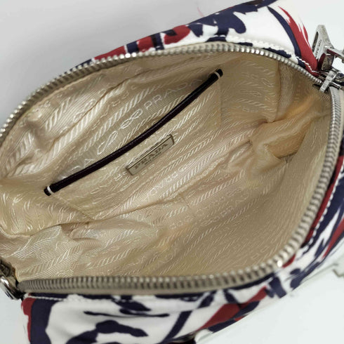 プラダ PRADA BOW CAMERA BAG リボン テスート ナイロン チェーン ショルダーバッグ 総柄 レディース
