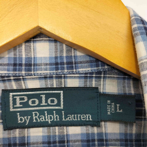 ポロバイラルフローレン Polo by RALPH LAUREN 90S レギュラーカラー 猫目ボタン マドラスチェック L/S シャツ メンズ import:L