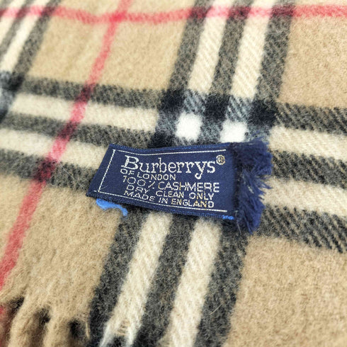 バーバリーズ BURBERRYS 英国製 ノヴァチェック カシミヤ フリンジ マフラー レディース