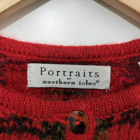PORTRAITS ウール モヘア混 チェック ニット カーディガン レディース import:S