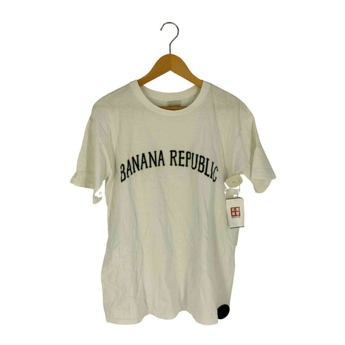 バナナリパブリック BANANA REPUBLIC 80-90s USA製 safari&travel 袖&裾シングル ロゴプリント クルーネックTシャツ メンズ import:S